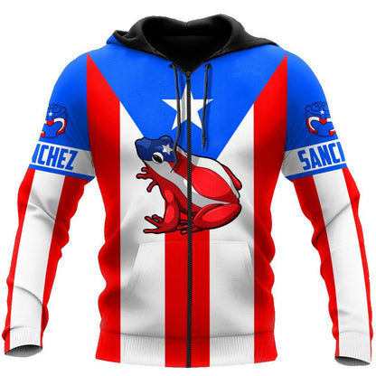 Customize Name Puerto Rico Coqui Hoodie For Men And Women