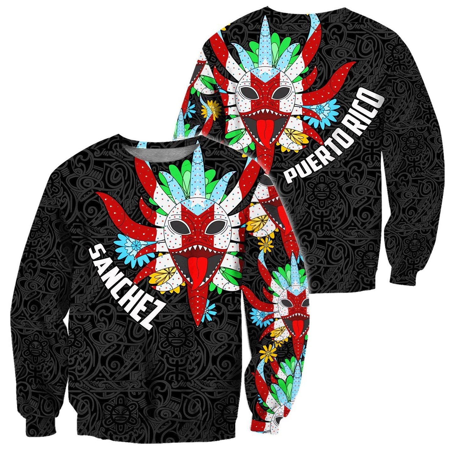Customize Name Puerto Rico Mask Hoodie For Men And Women