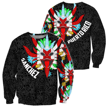Customize Name Puerto Rico Mask Hoodie For Men And Women