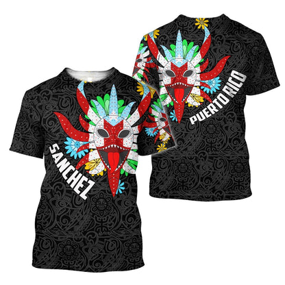 Customize Name Puerto Rico Mask Hoodie For Men And Women