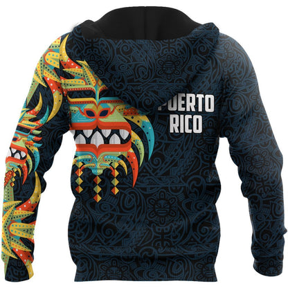 Customize Name Puerto Rico Mask Hoodie For Men And Women