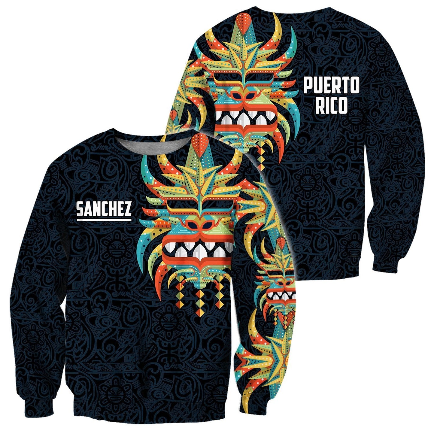Customize Name Puerto Rico Mask Hoodie For Men And Women