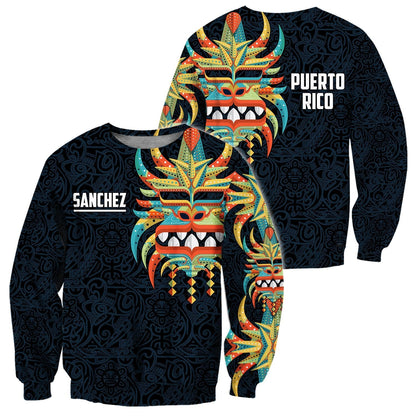 Customize Name Puerto Rico Mask Hoodie For Men And Women