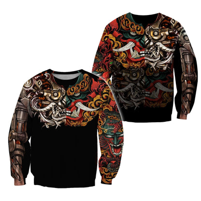 Japan Mask Tattoo 3D All Over Printed Unisex Shirt