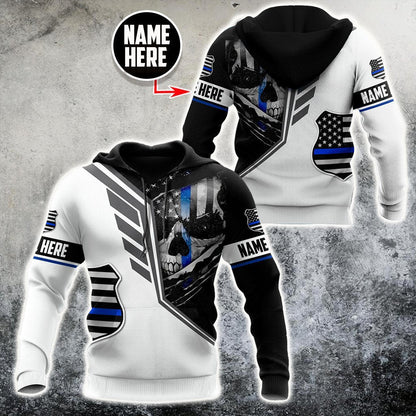 Customize Name Police 3D All Over Printed Unisex Shirts Skull