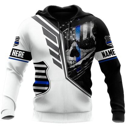 Customize Name Police 3D All Over Printed Unisex Shirts Skull