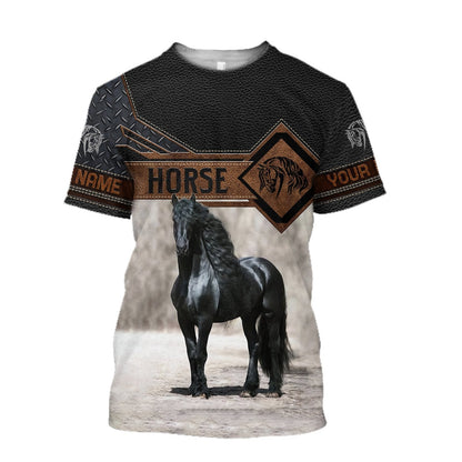 Personalized Name Friesian Horse 3D All Over Printed Unisex Shirts