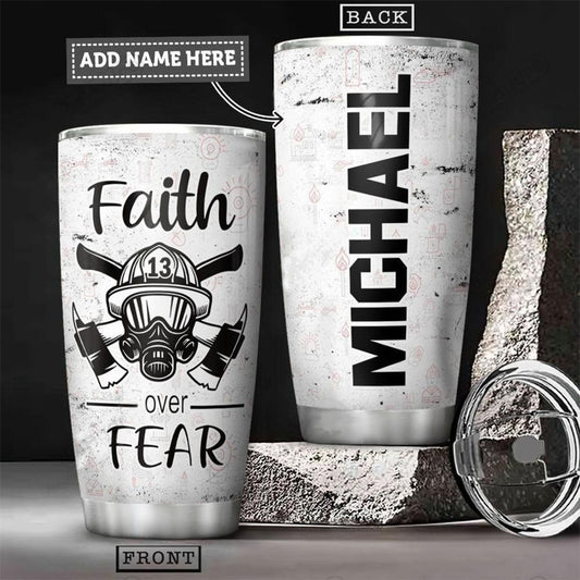 Personalized Firefighter Customize Name Stainless Steel Tumbler