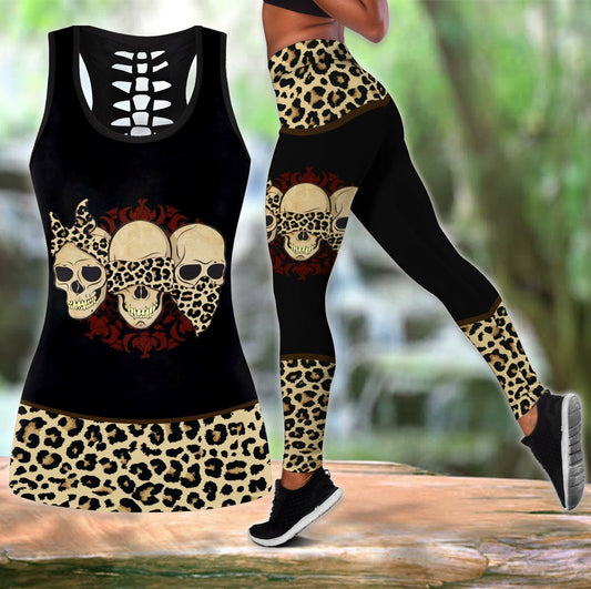 Skull Combo Hollow Tank Top And Legging Outfit TR04032101