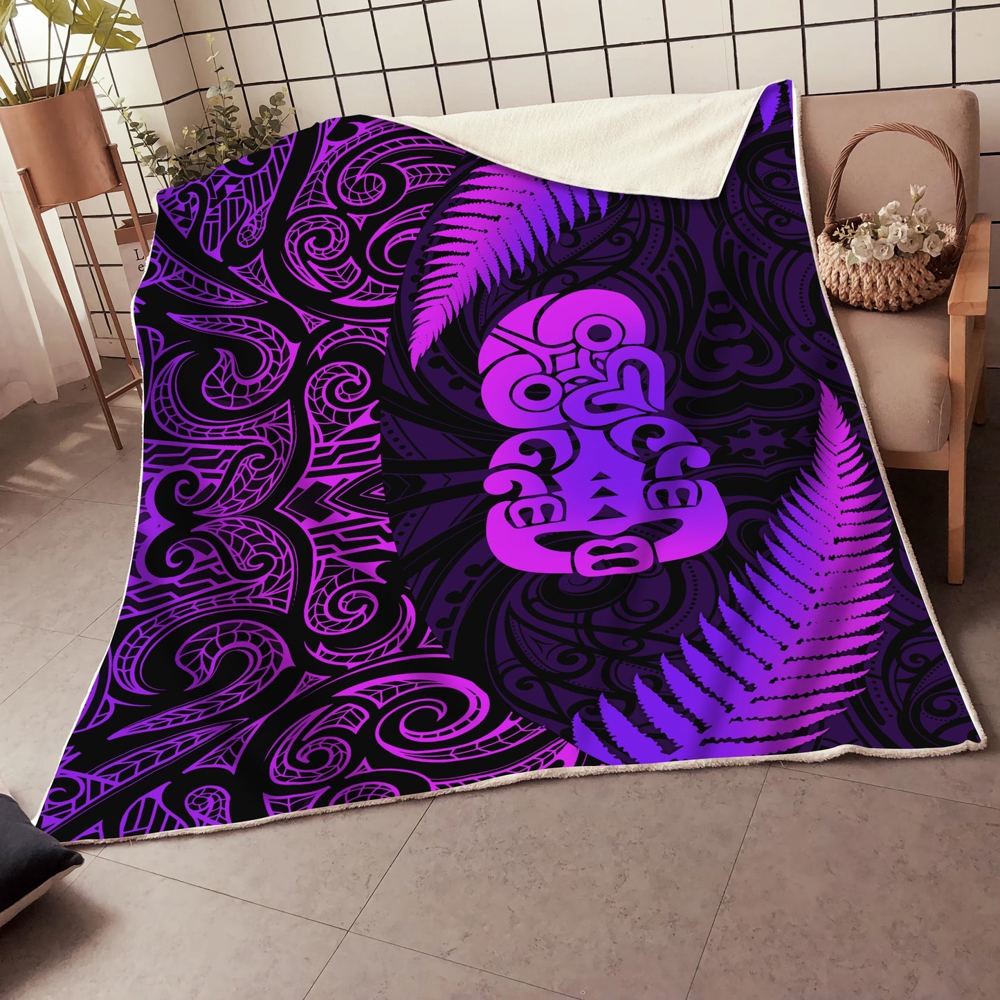 Aotearoa Manaia Silver Fern Purple 3D Printed Quilt