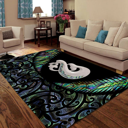New Zealand Maori Manaia Paua Shell 3D Design Rug