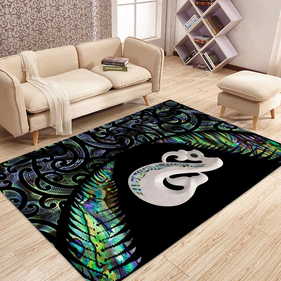New Zealand Maori Manaia Paua Shell 3D Design Rug