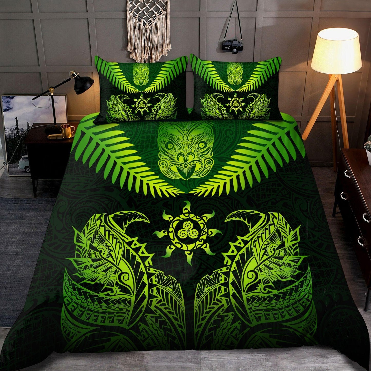 New Zealand Maori Manaia Silver Fern Bedding Set ML