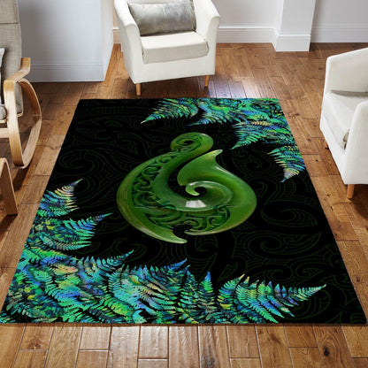 New Zealand Maori Manaia Paua Shell Rug ML