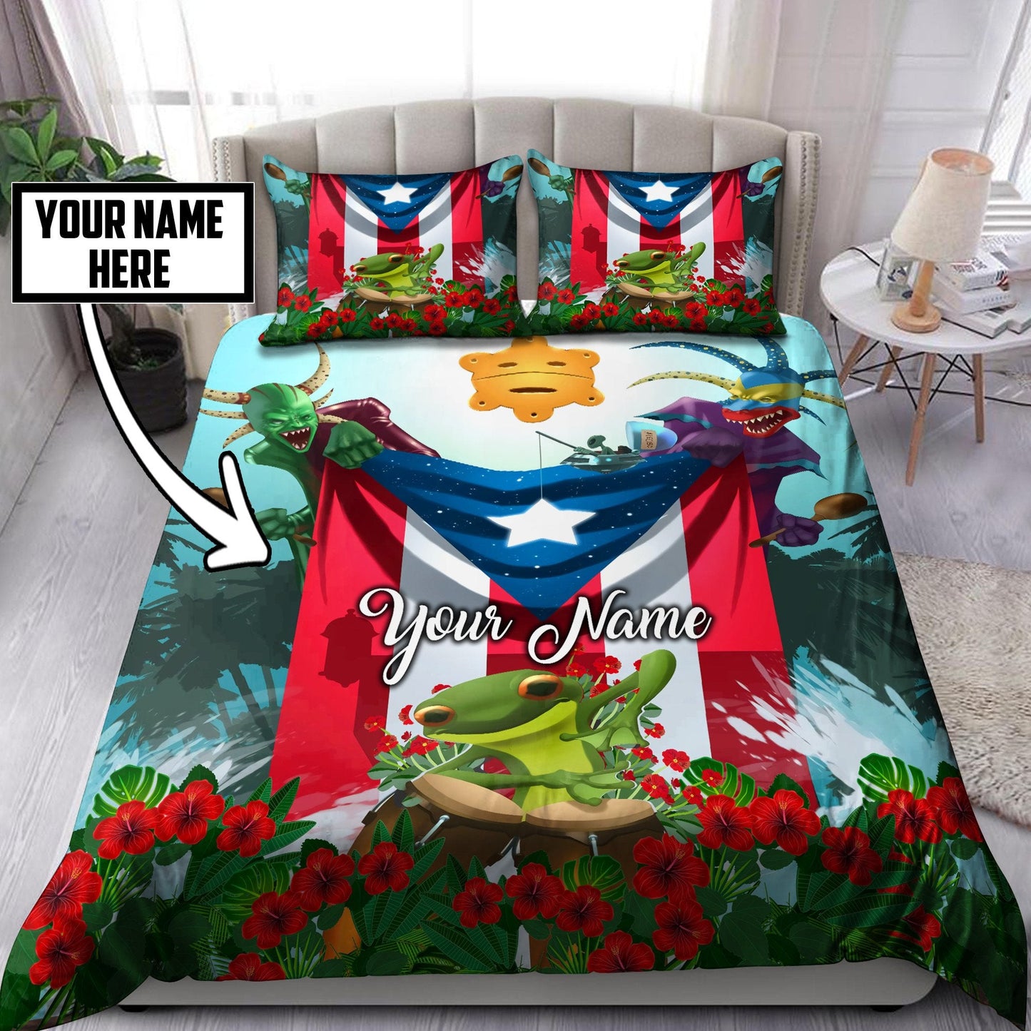 Customize Name Puerto Rico Bedding Set