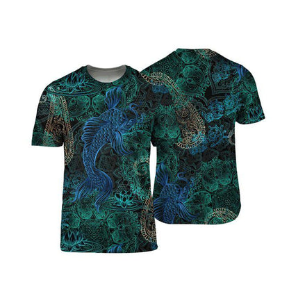 Japanese Kanagawa Sakura Koi Fish All Over 3D T Shirt