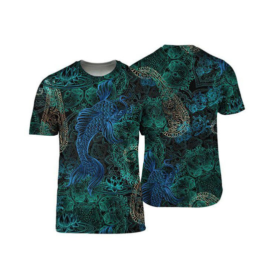 Japanese Kanagawa Sakura Koi Fish All Over 3D T Shirt