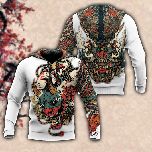 Oni Mask White Tattoo 3D Over Printed Unisex Shirt
