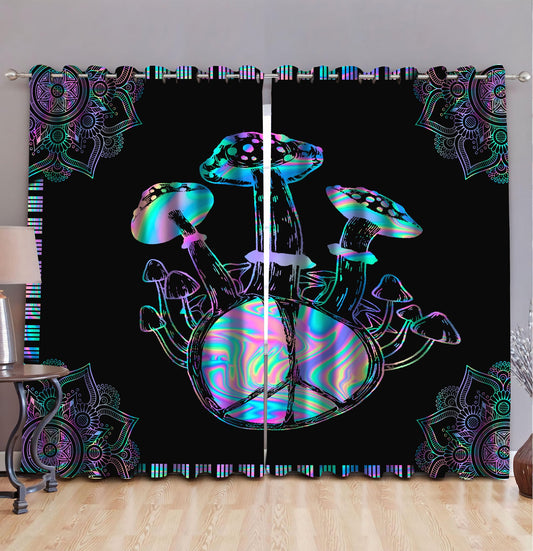 Hippie Mushroom Blackout Thermal Grommet Window Curtains