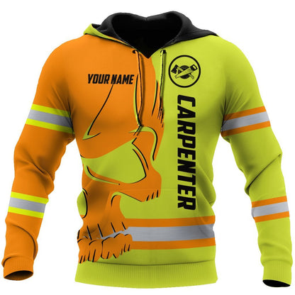 Personalized Name Carpenter 3D All Over Printed Unisex Shirts Safety Skull