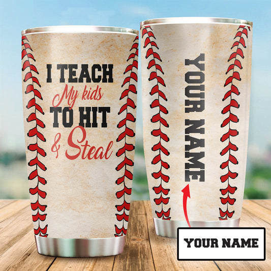 Customize Name Baseball Steel Tumbler