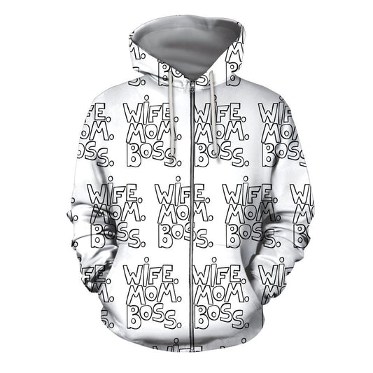 3D All Over Black Wife Mom Boss Hoodie - Amaze Style™-Apparel