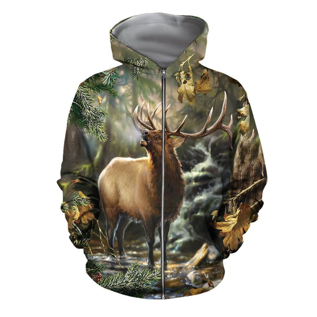 3D All Over Printed Deer Art Clothes-Apparel-6teenth World-ZIPPED HOODIE-S-Vibe Cosy™