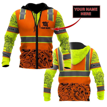 Personalized Mechanic Safety 3D All Over Printed Hoodie For Men and Women TN