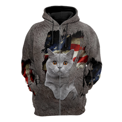 American British Shorthair cat 3D printed shirts for men and women