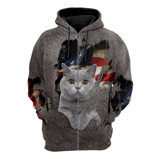 American British Shorthair cat 3D printed shirts for men and women