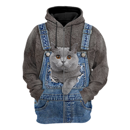 Love Cat cover British Shorthair face hair 3D all over shirts