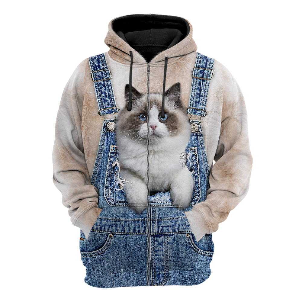 Love Cat cover Ragdoll face hair 3D all over shirt for women