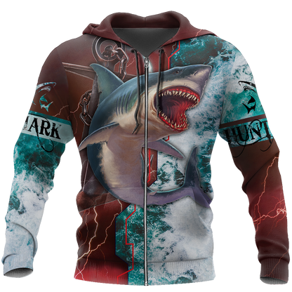 Shark hunting fishing anchor in deep sea 3d all over printing for fisherman angry ver TR080102 - Amaze Style™-Apparel