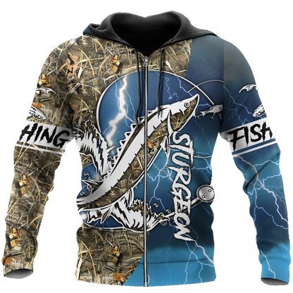 Sturgeon fishing Sport Camo Tattoos - Blue version TR070301 - Amaze Style™-Apparel