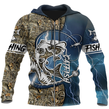Catfish fishing Blue tattoos camo 3d shirts for men and women TR300303 - Amaze Style™-Apparel