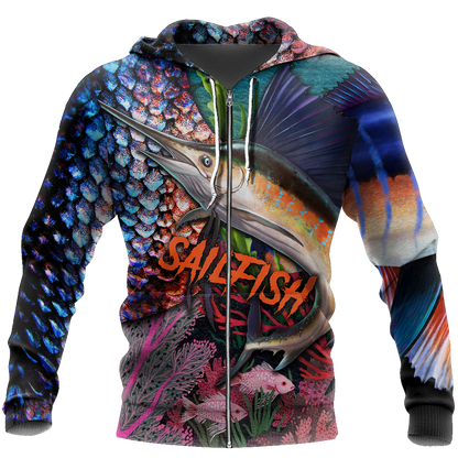 Sailfish Fishing on skin 3D all over shirts for men and women TR111201 - Amaze Style™-Apparel