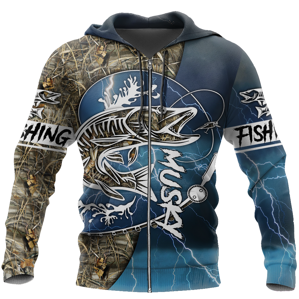 Musky Fishing huk up all Printing Shirts for men and women Blue TR021204 - Amaze Style™-Apparel