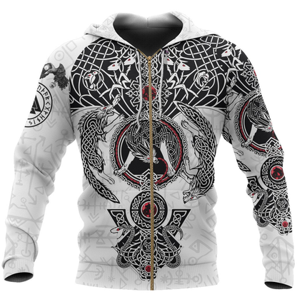 Fenrir Wolf White Hoodie - Amaze Style™-Apparel