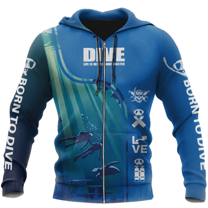 Scuba Diving 3D All Over Printed - Amaze Style™-ALL OVER PRINT HOODIES