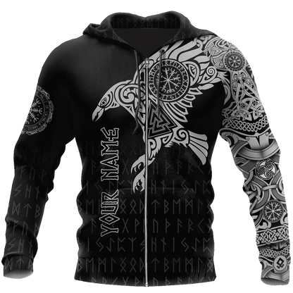 Vikings - The Raven of Odin Tattoo Custom Name
