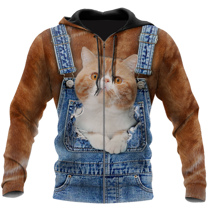 Love Cat cover Exotic Shorthair face hair 3D all over shirts