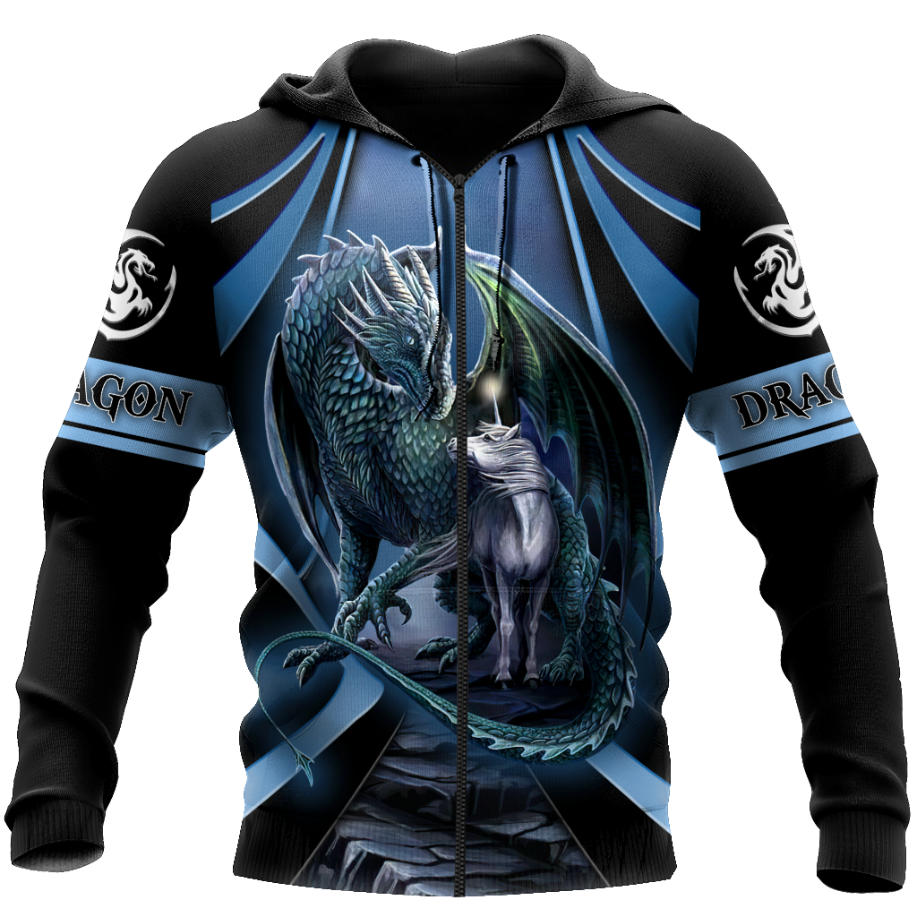 Premium All Over Printed Blue Dragon And Horse Shirts MEI