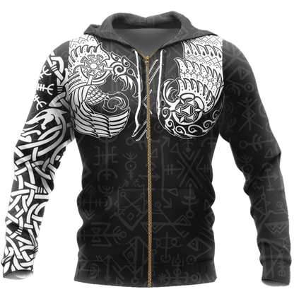Viking Thor Hammer - Viking Raven All Over Print - Amaze Style™-Apparel