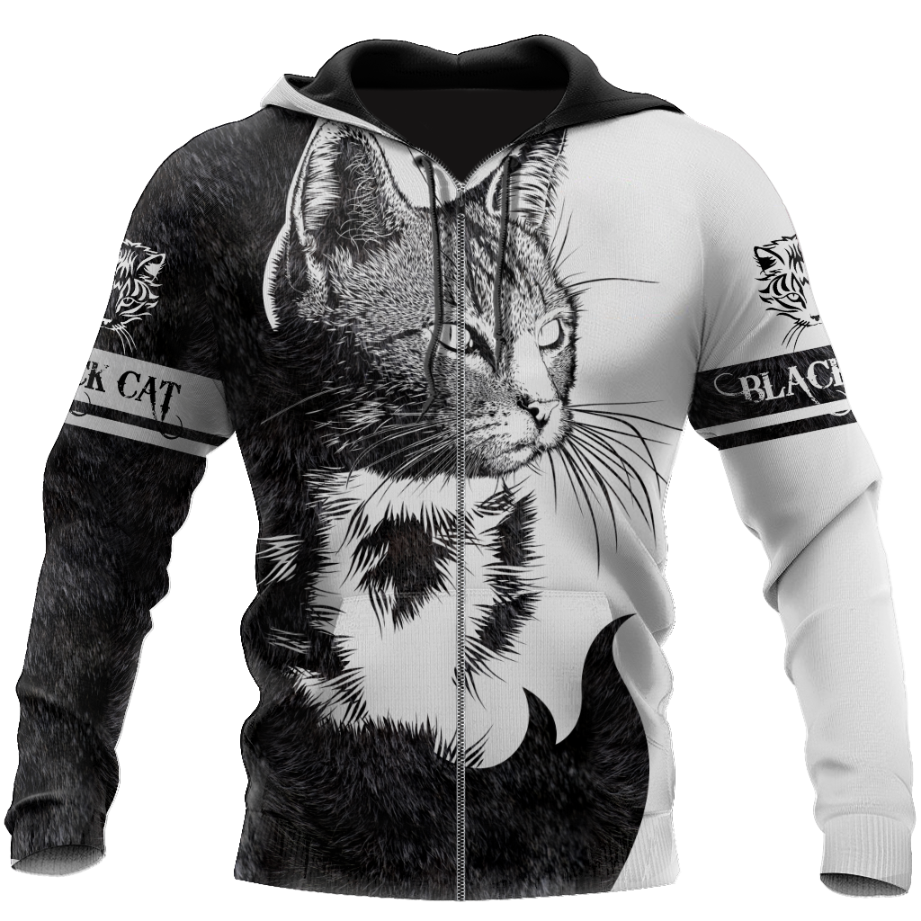 Love Black Cat Tattoo white 3D all over shirts for men and women