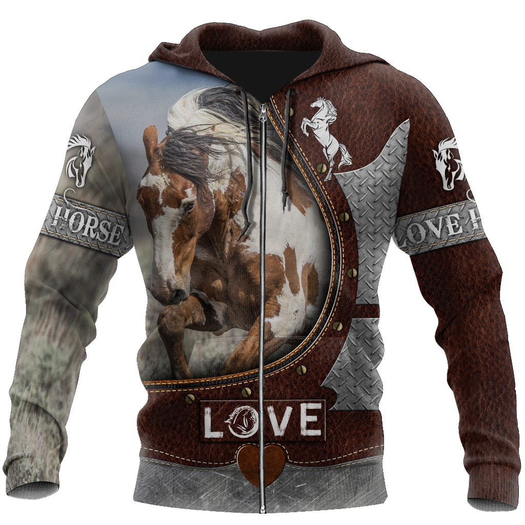 Love Beautiful Horse 3D All Over Printed Shirts For Men And Women TR2505203S-Apparel-MP-Zipped Hoodie-S-Vibe Cosy™