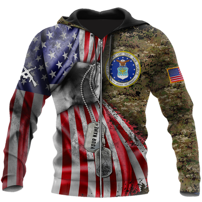 US Air Force tag Custom name 3D shirts for men and women Proud Military