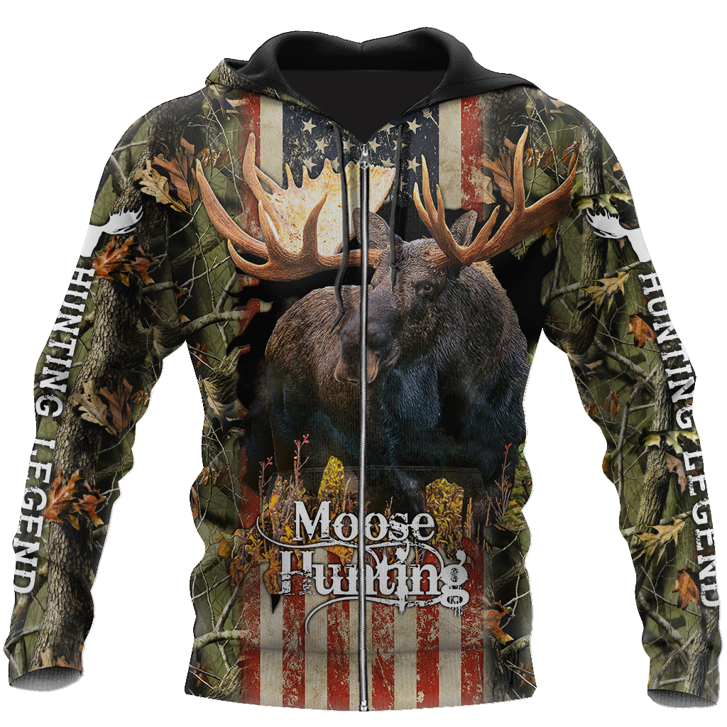 Personalized Name American Moose Hunting 3D All Over Printed Shirts