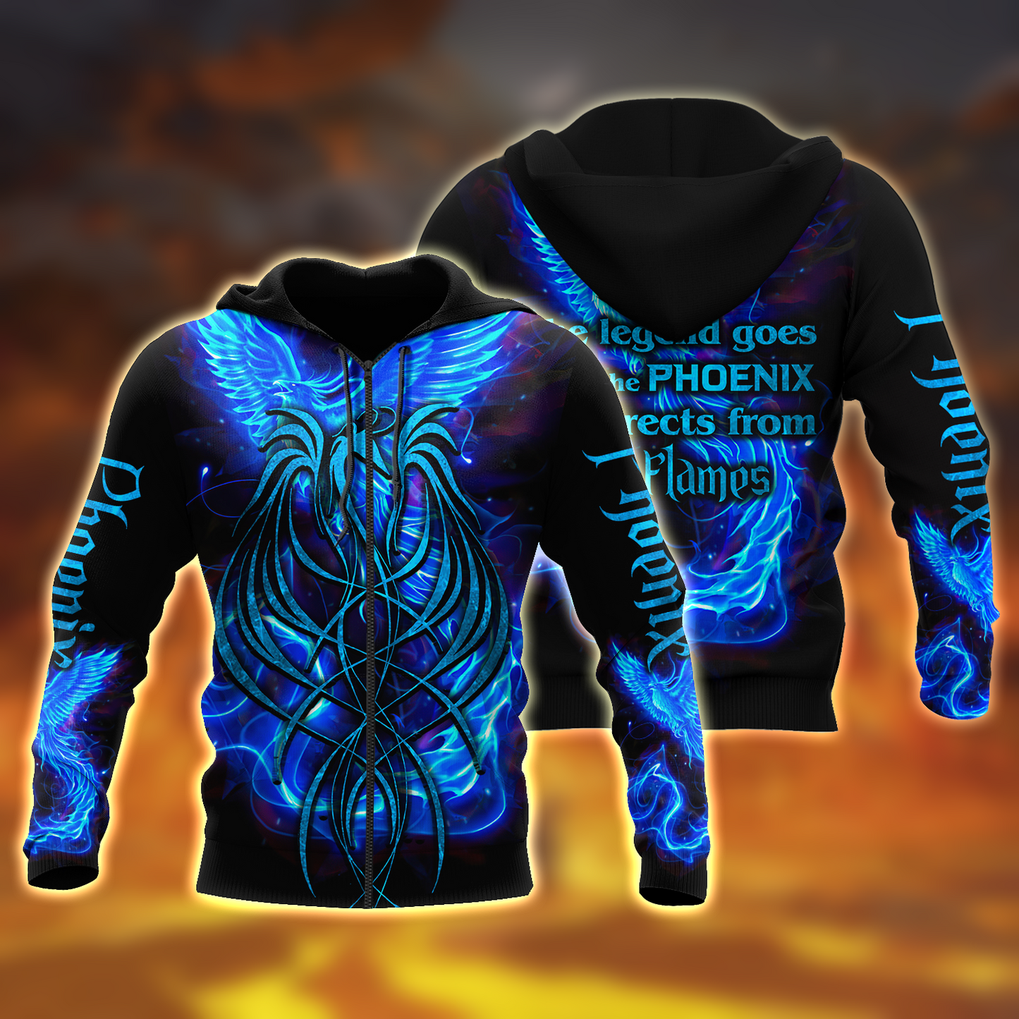 Royal Blue Phoenix Tattoo 3D All Over Printed Hoodie Shirt by SUN AM250502 - Amaze Style™-Apparel