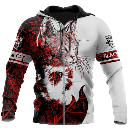Love Black Cat Tattoo red 3D all over shirts for men and women