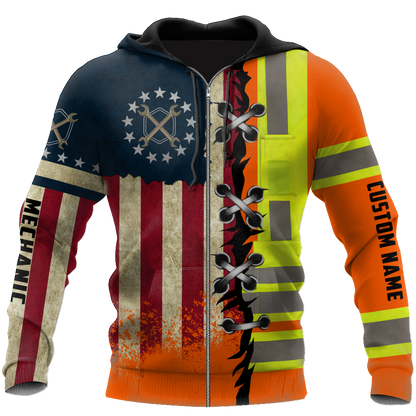Personalized Mechanic American Flag Hoodie Shirt for Men and Women TN
